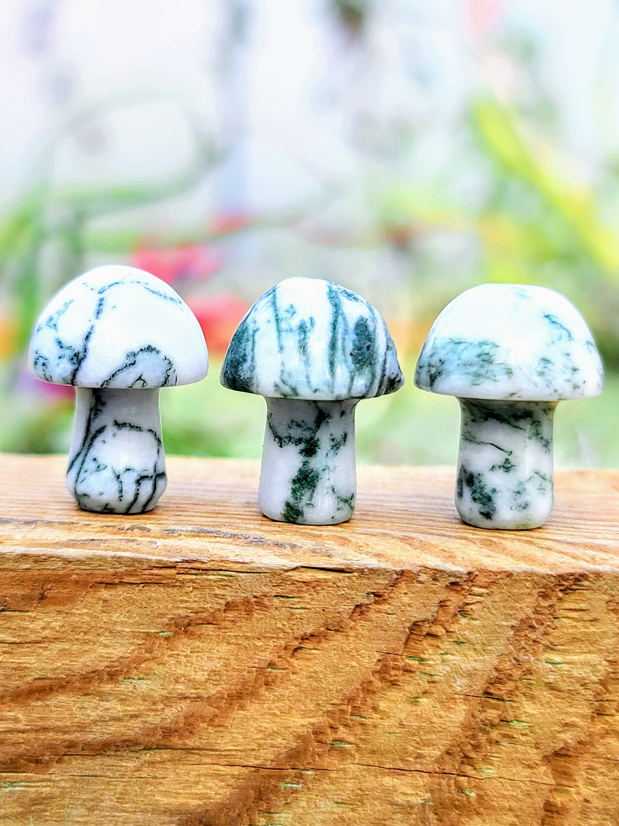 Mini Light Moss Agate Crystal Mushroom