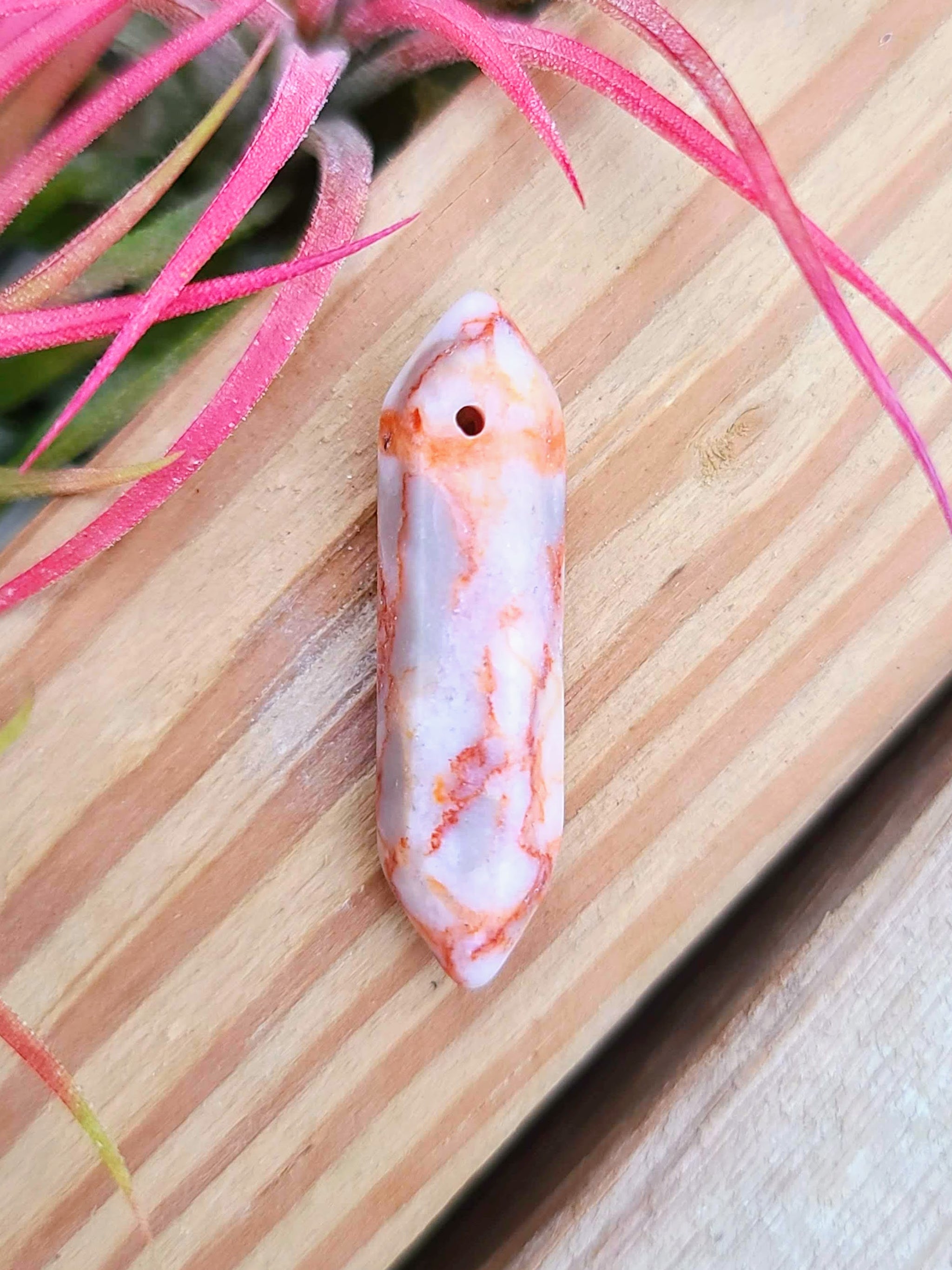 Double Terminated Red Spider Web Jasper Crystal Pendant