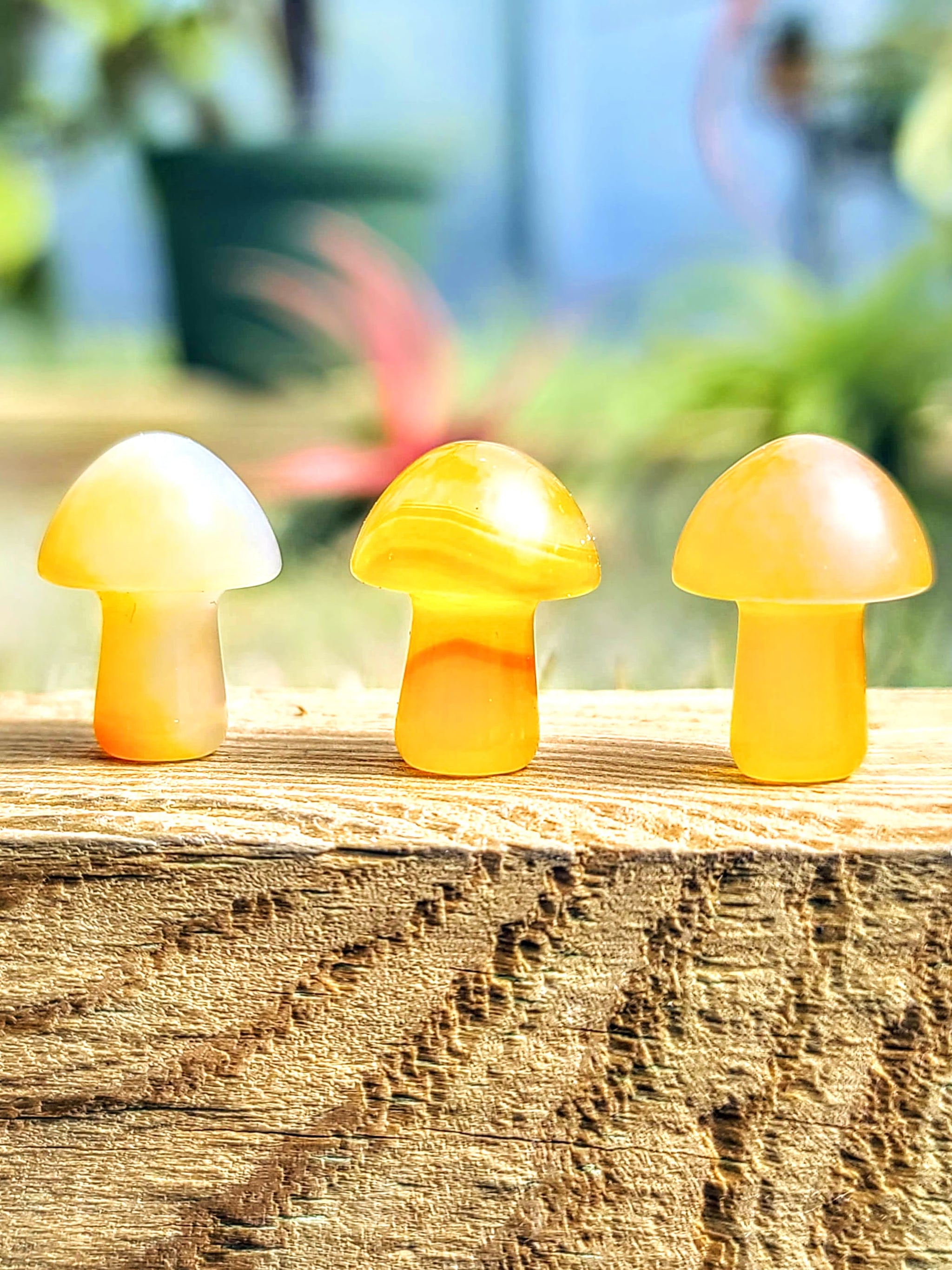 Mini Yellow Dyed Agate Crystal Mushroom
