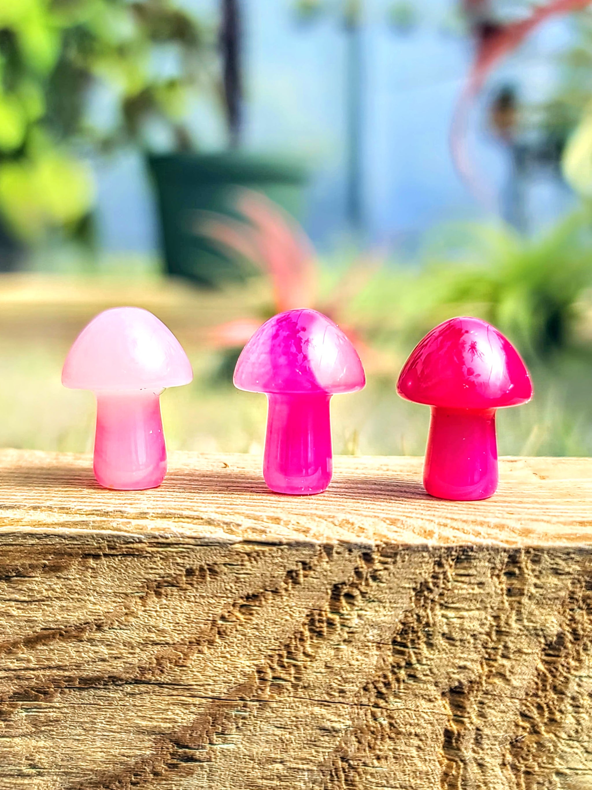 Mini Pink Dyed Agate Crystal Mushroom