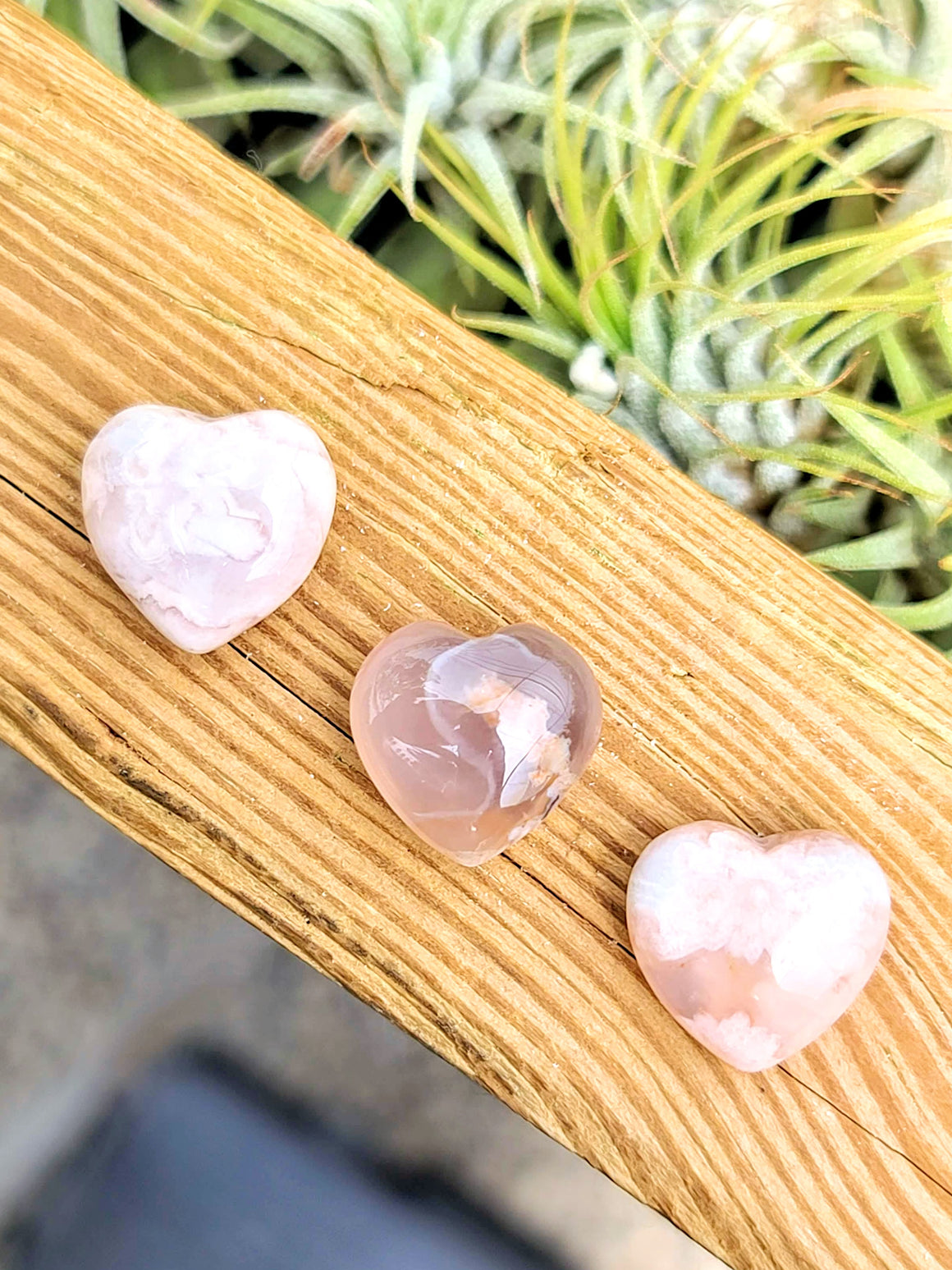 Mini Flower Agate Crystal Heart