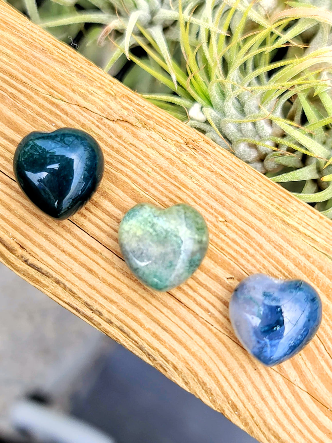 Mini Moss Agate Crystal Heart