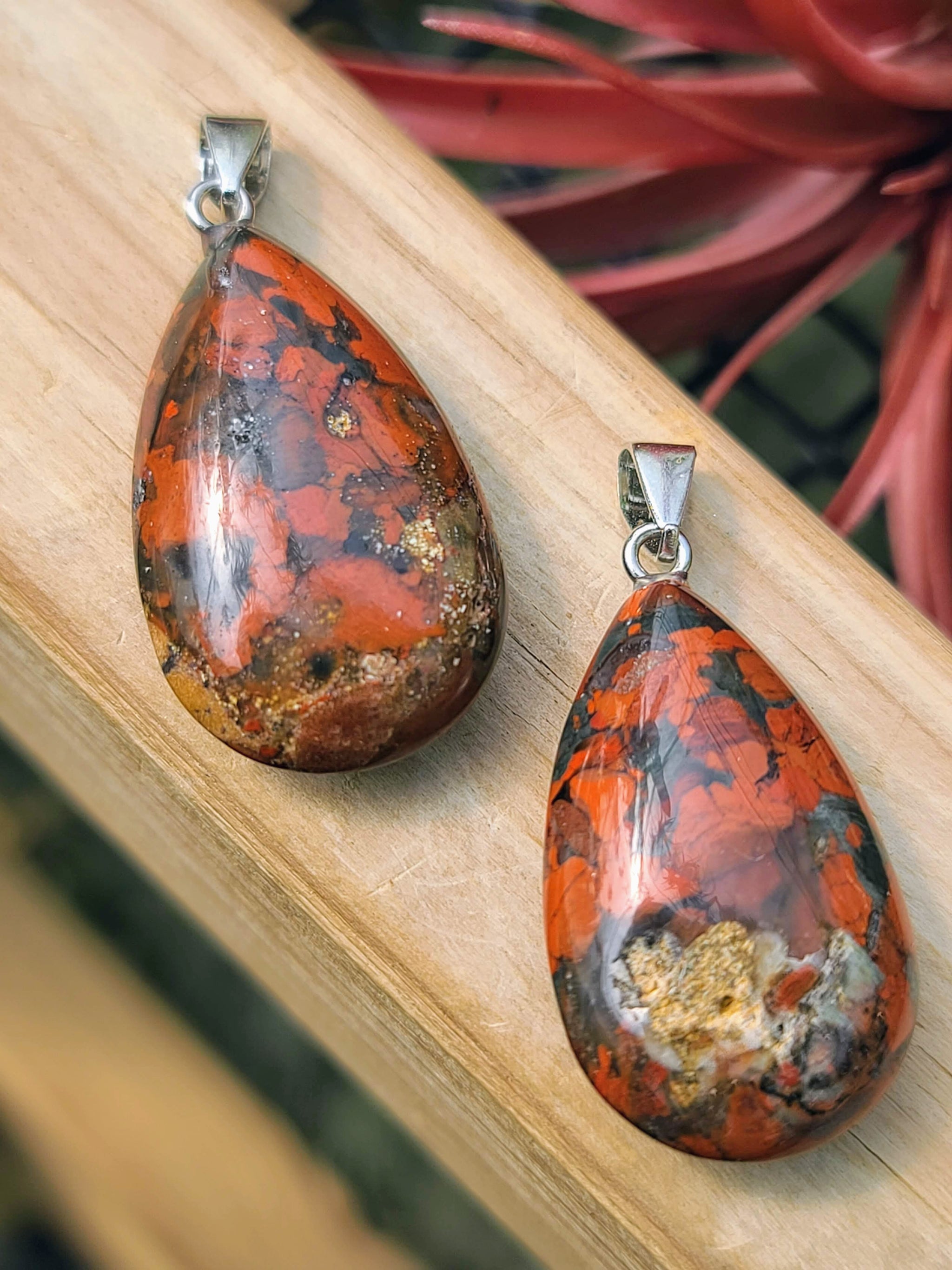 African Bloodstone Teardrop Pendant
