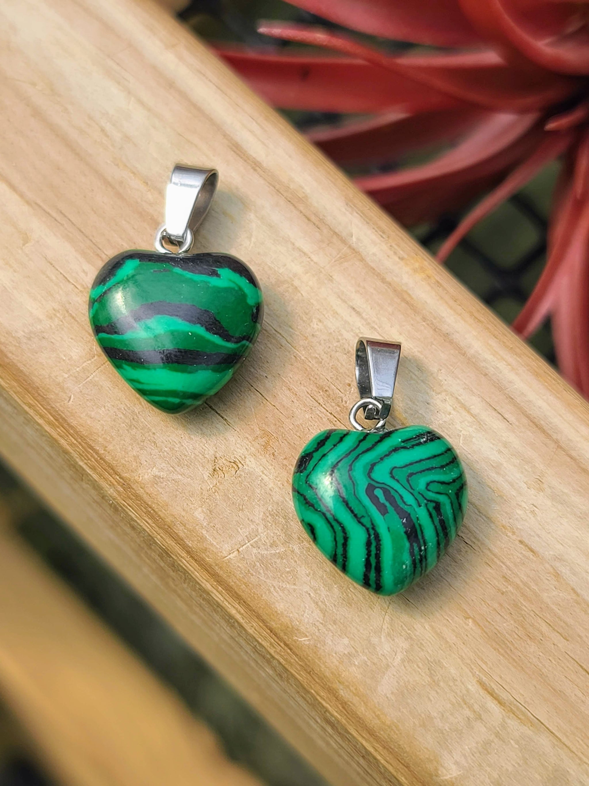 Synthetic Malachite Heart Pendant