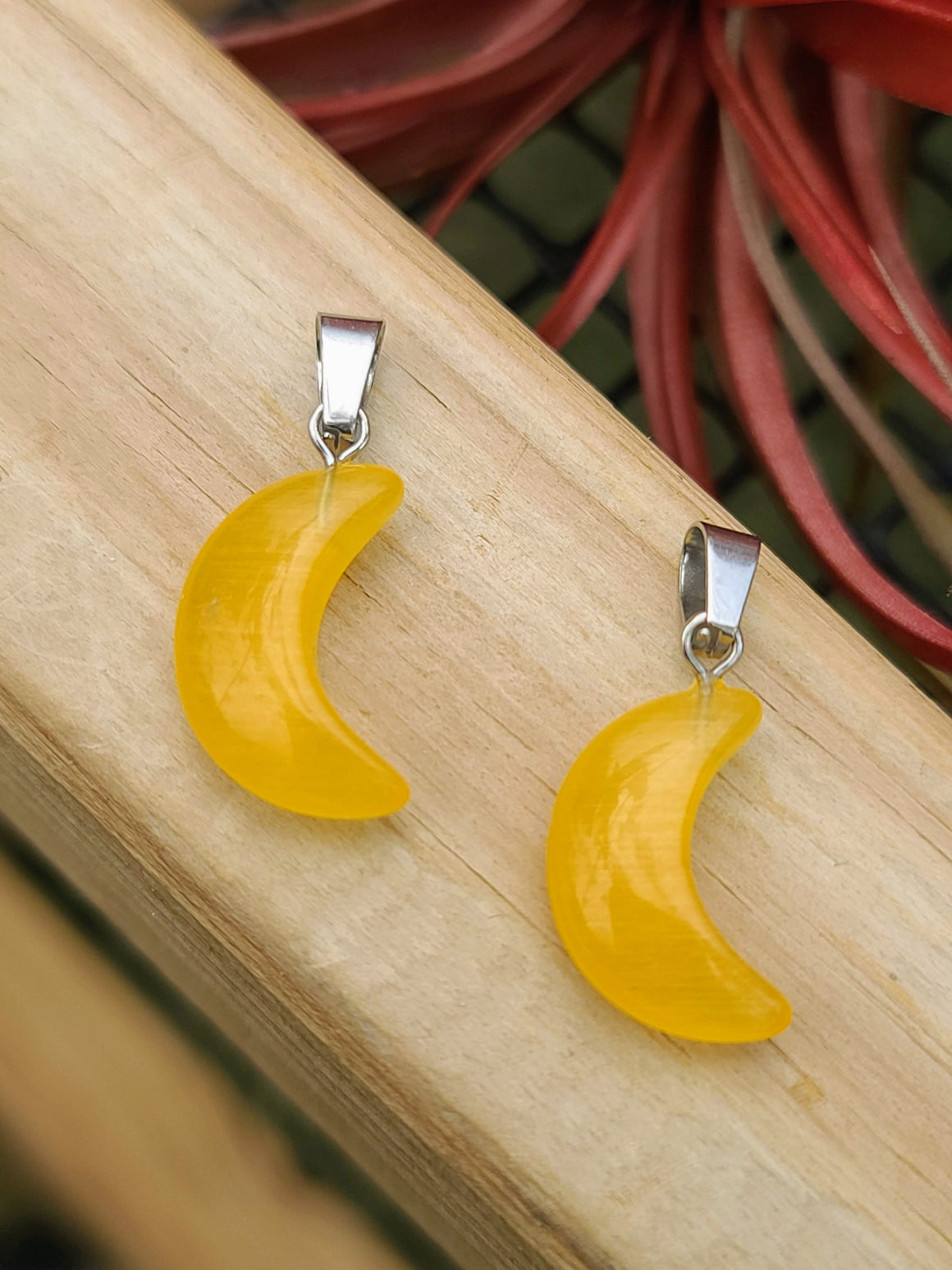 Yellow Resin Moon Pendant
