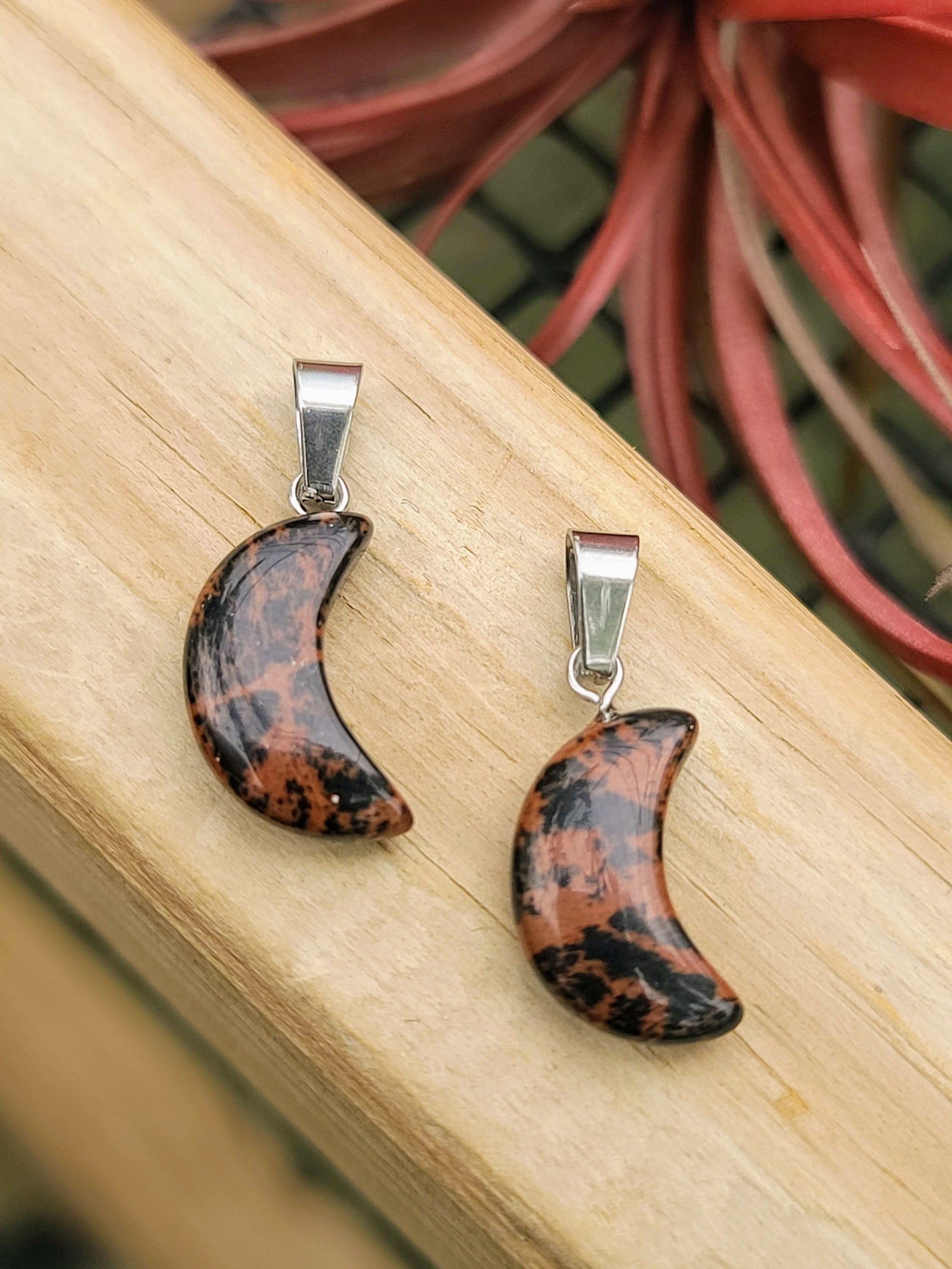 Mahogany Obsidian Moon Pendant