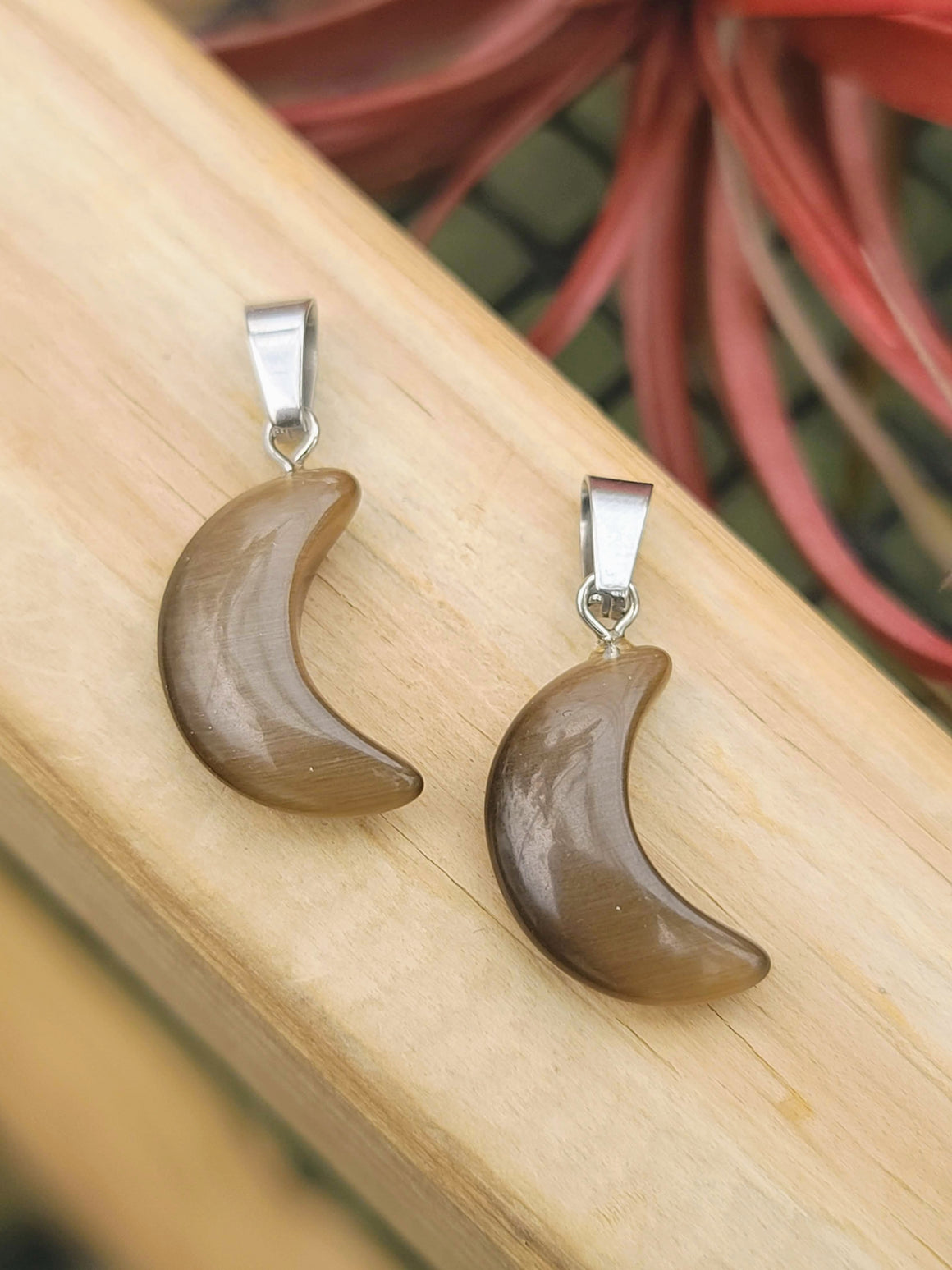 Grey Resin Moon Pendant