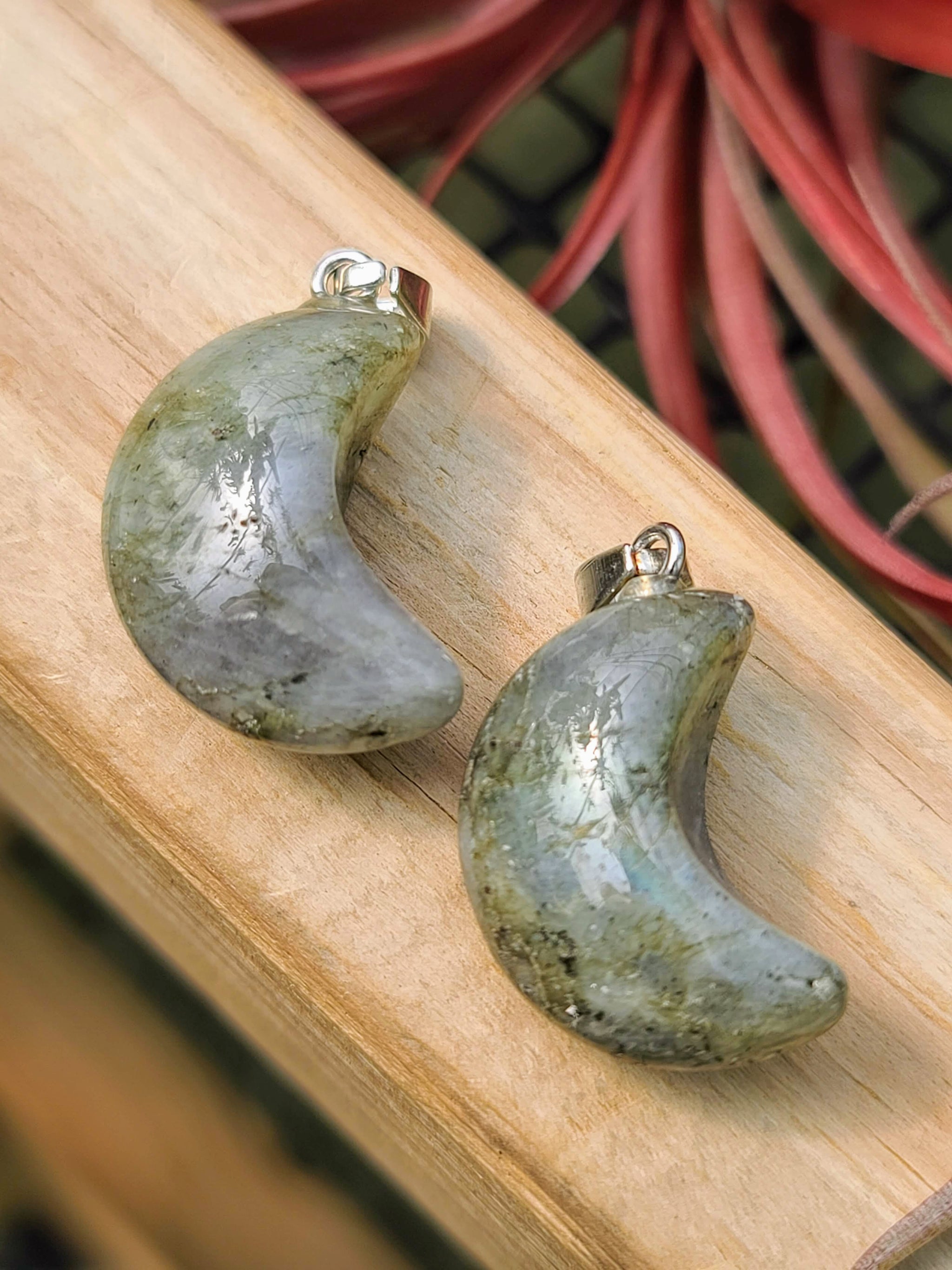 Labradorite Moon Pendant