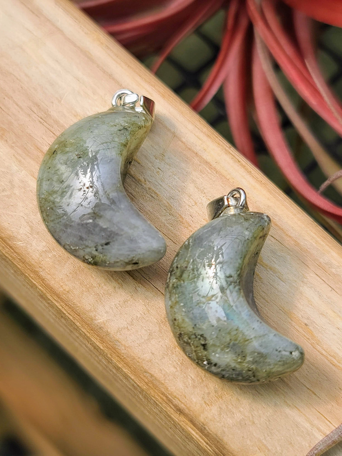 Labradorite Moon Pendant