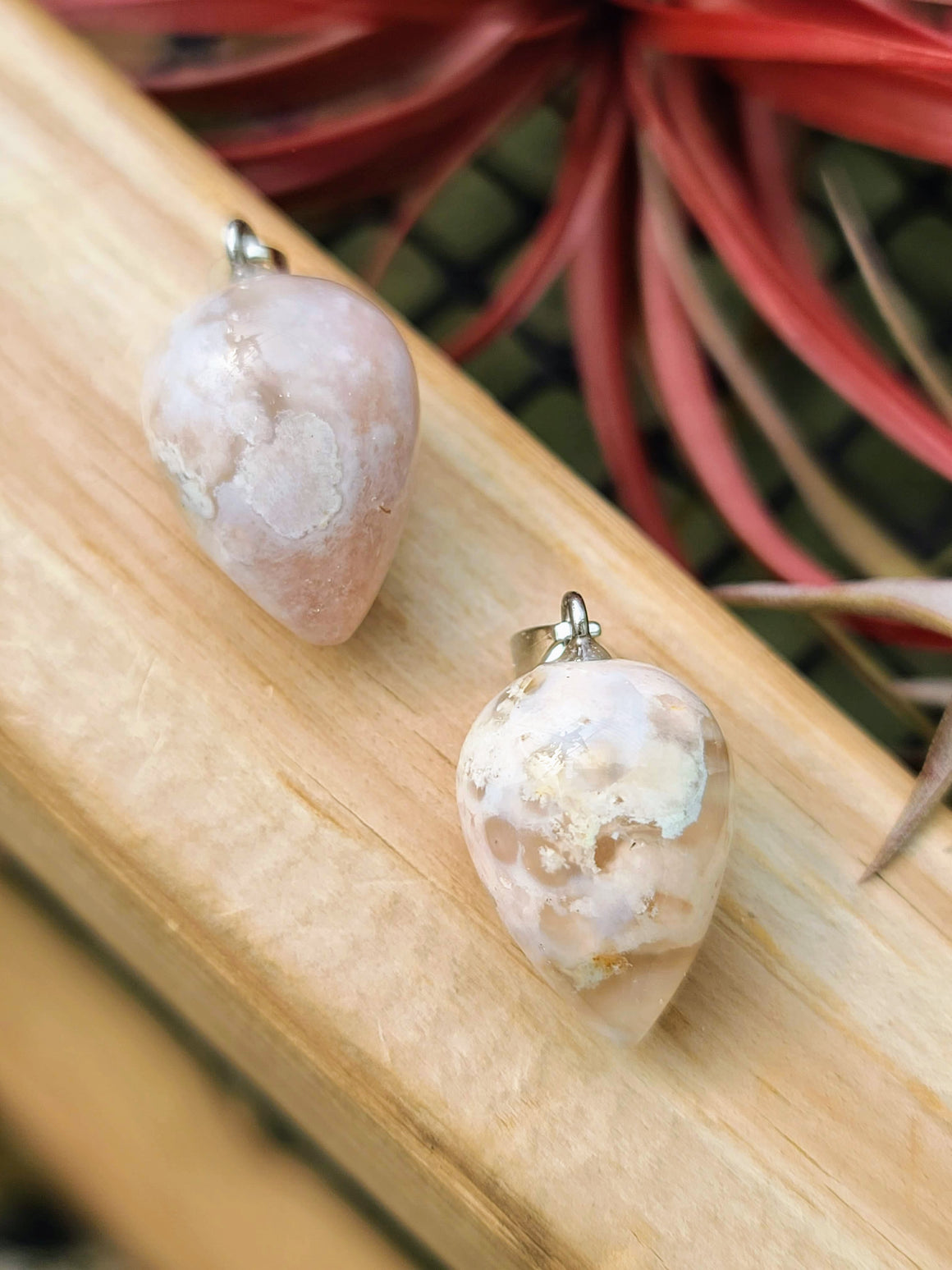 Flower Agate Teardrop Pendant