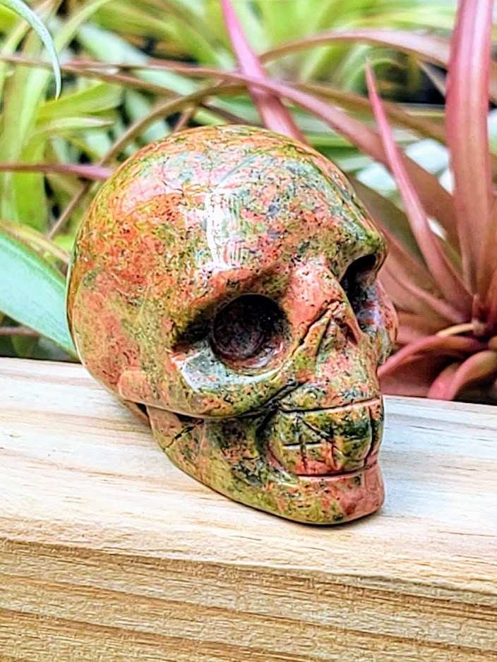 Medium Unakite Skull Carving
