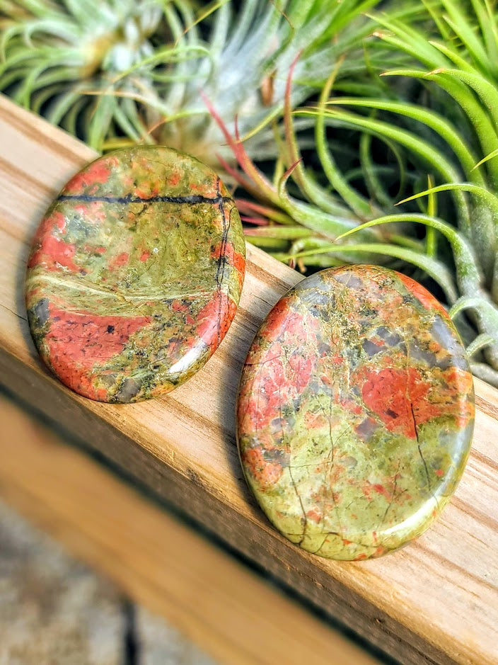 Unakite Crystal Worry Stone Carving