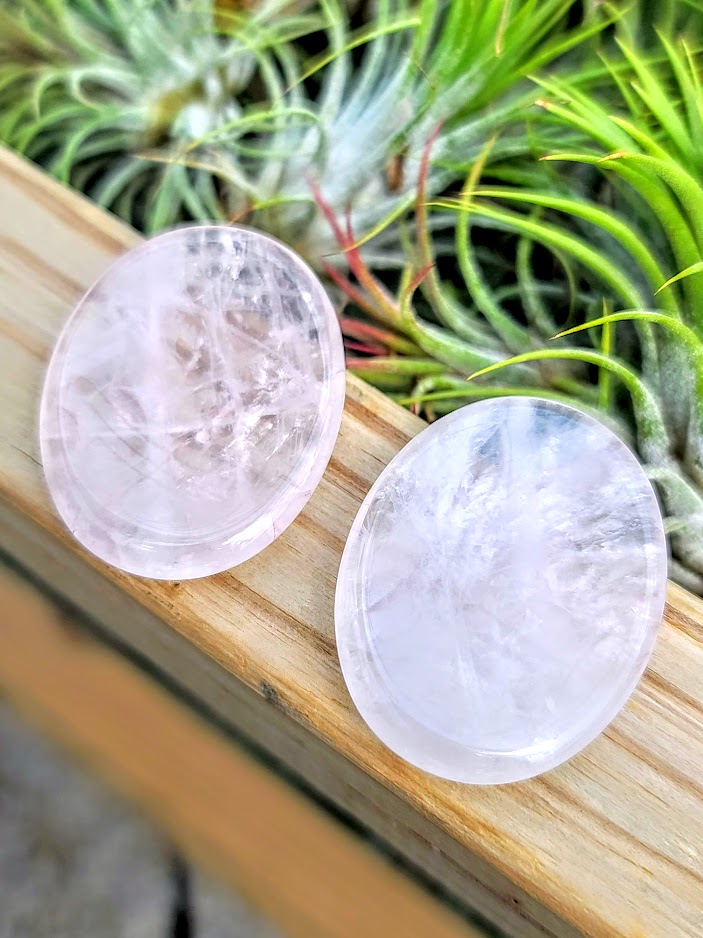 Rose Quartz Crystal Worry Stone Carving