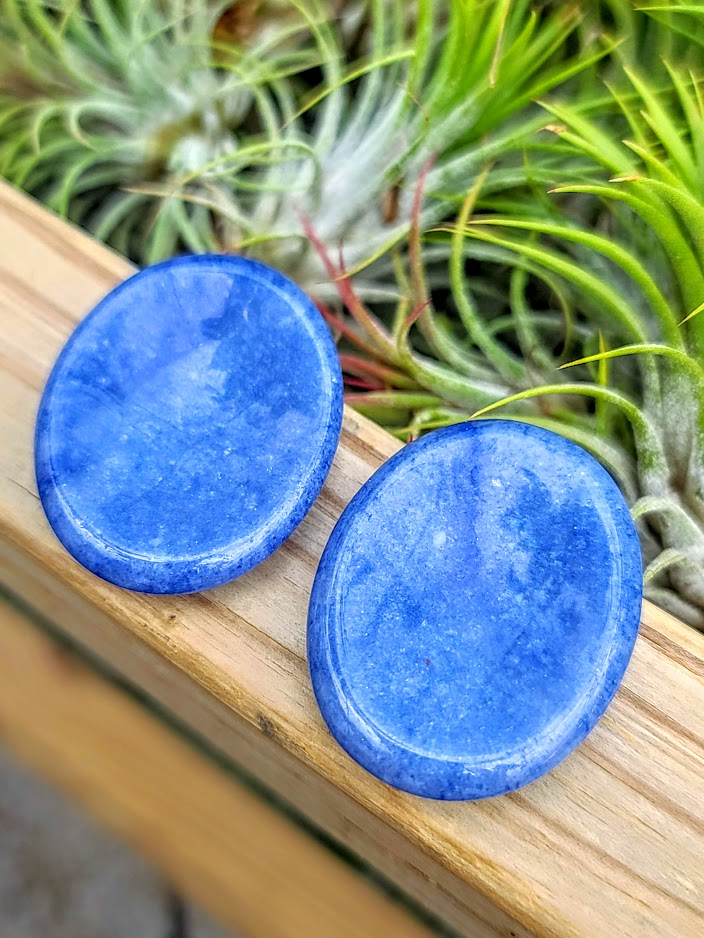 Blue Aventurine Crystal Worry Stone Carving