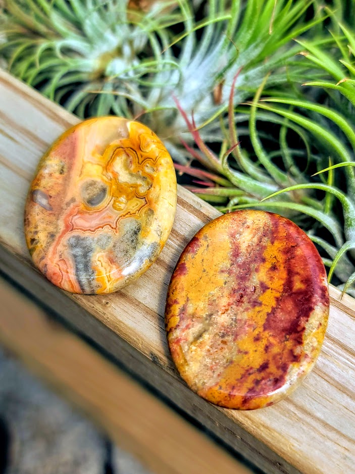 Crazy Lace Agate Crystal Worry Stone Carving