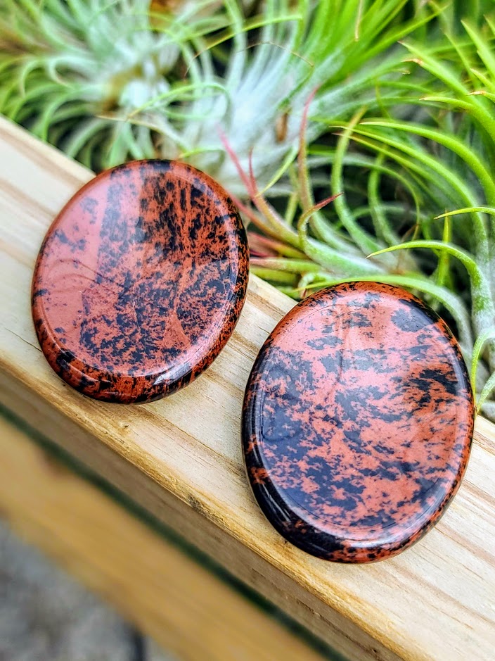 Mahogany Obsidian Crystal Worry Stone Carving