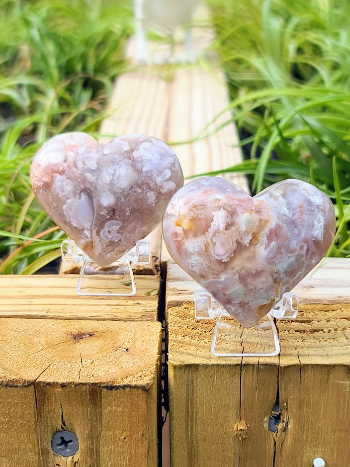 Flower Agate Crystal Heart