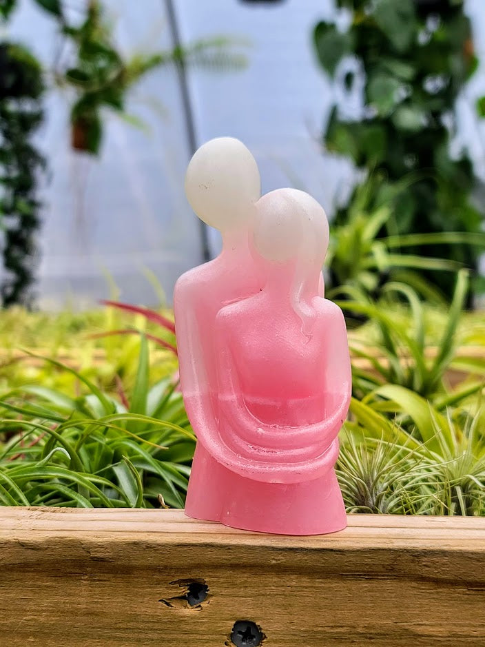 Couple Hugging Luminous Carving