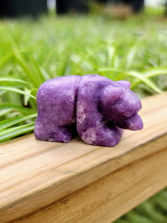 Lepidolite Polar Bear Crystal Carving