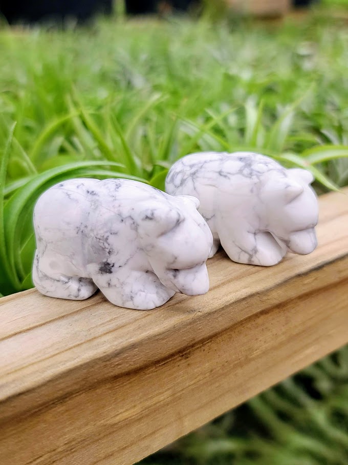 Howlite Polar Bear Crystal Carving