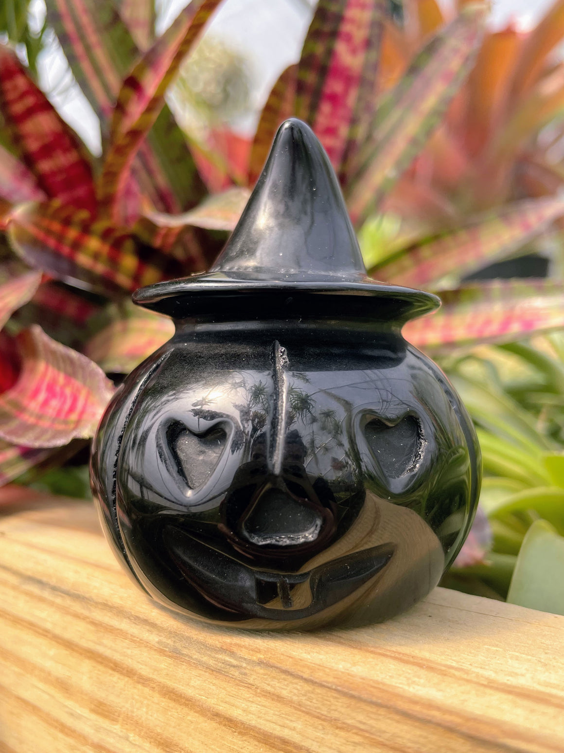 Black Obsidian Jack-O'-Lantern Crystal Carving