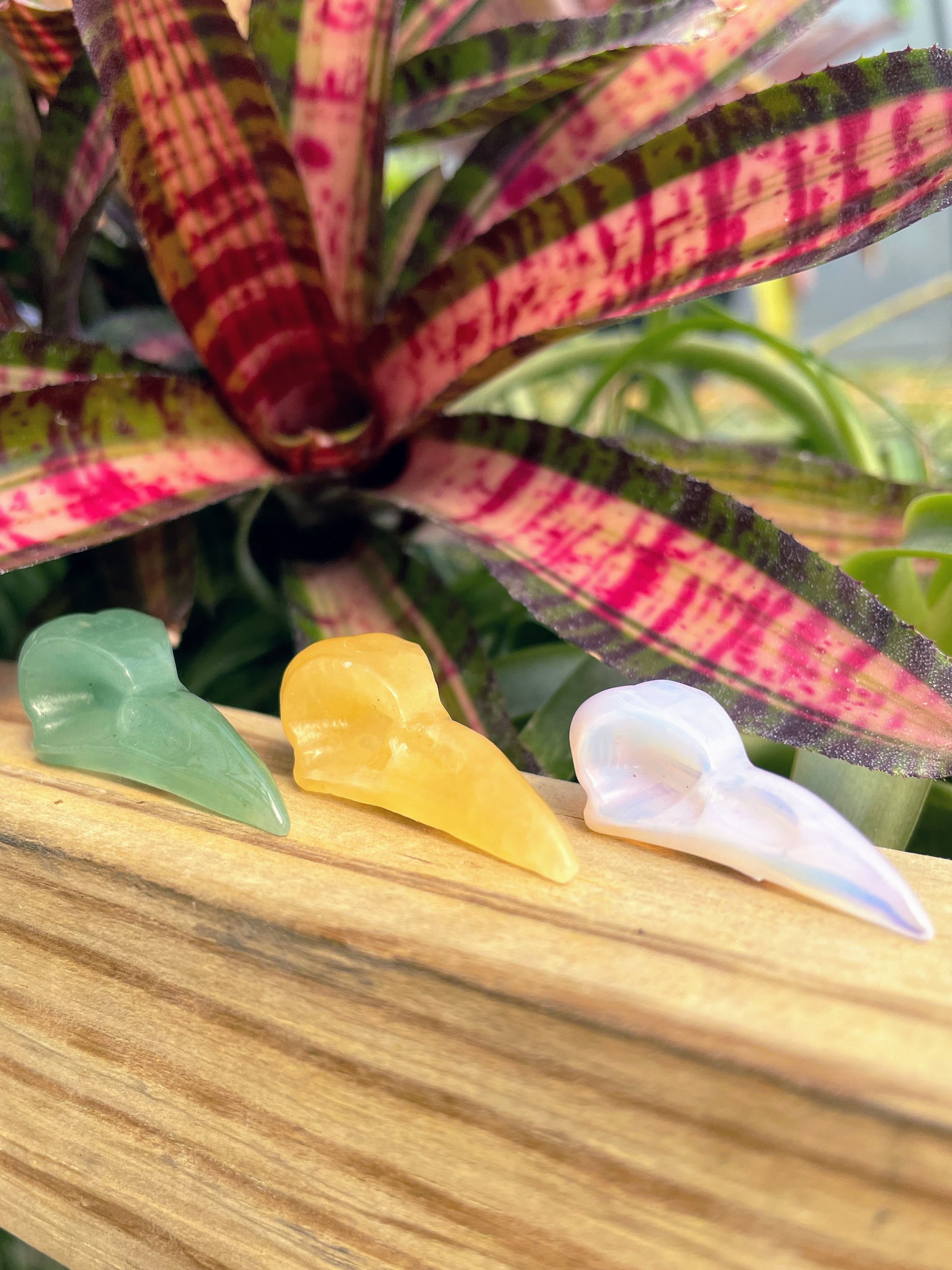 Mini Raven Skull Crystal Carving