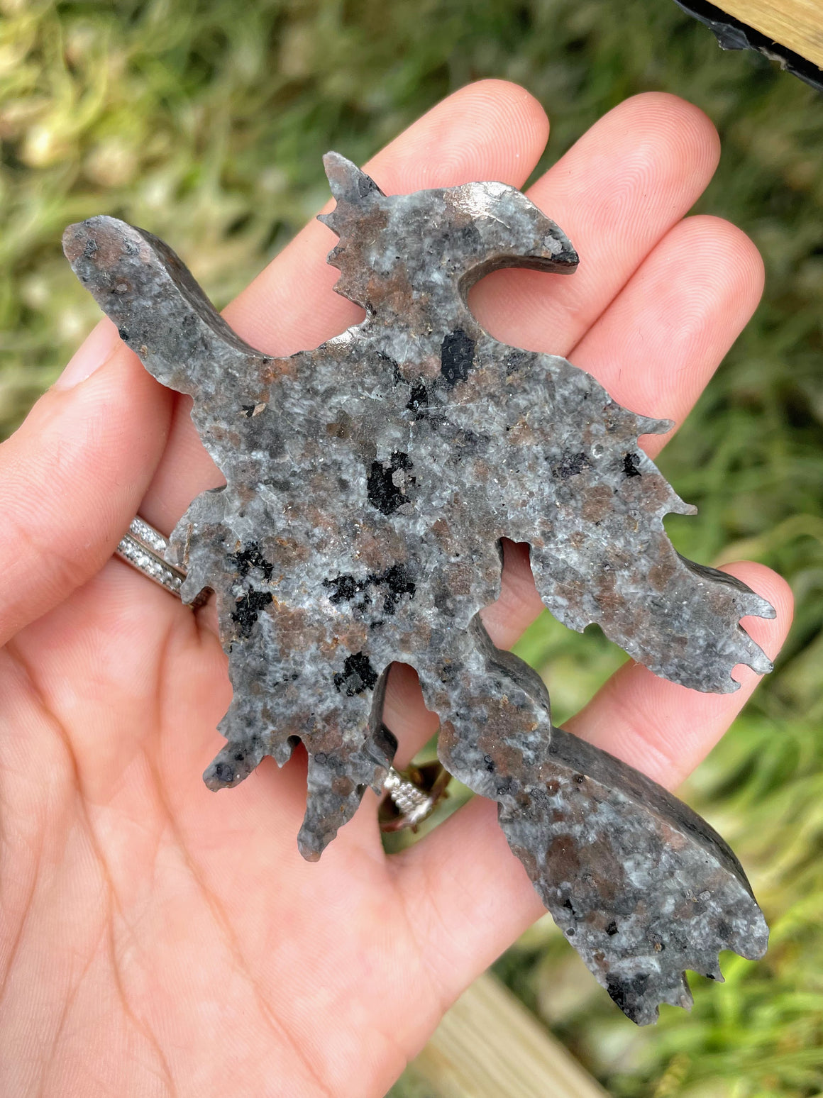 Yooperlite Flying Witch Crystal Carving