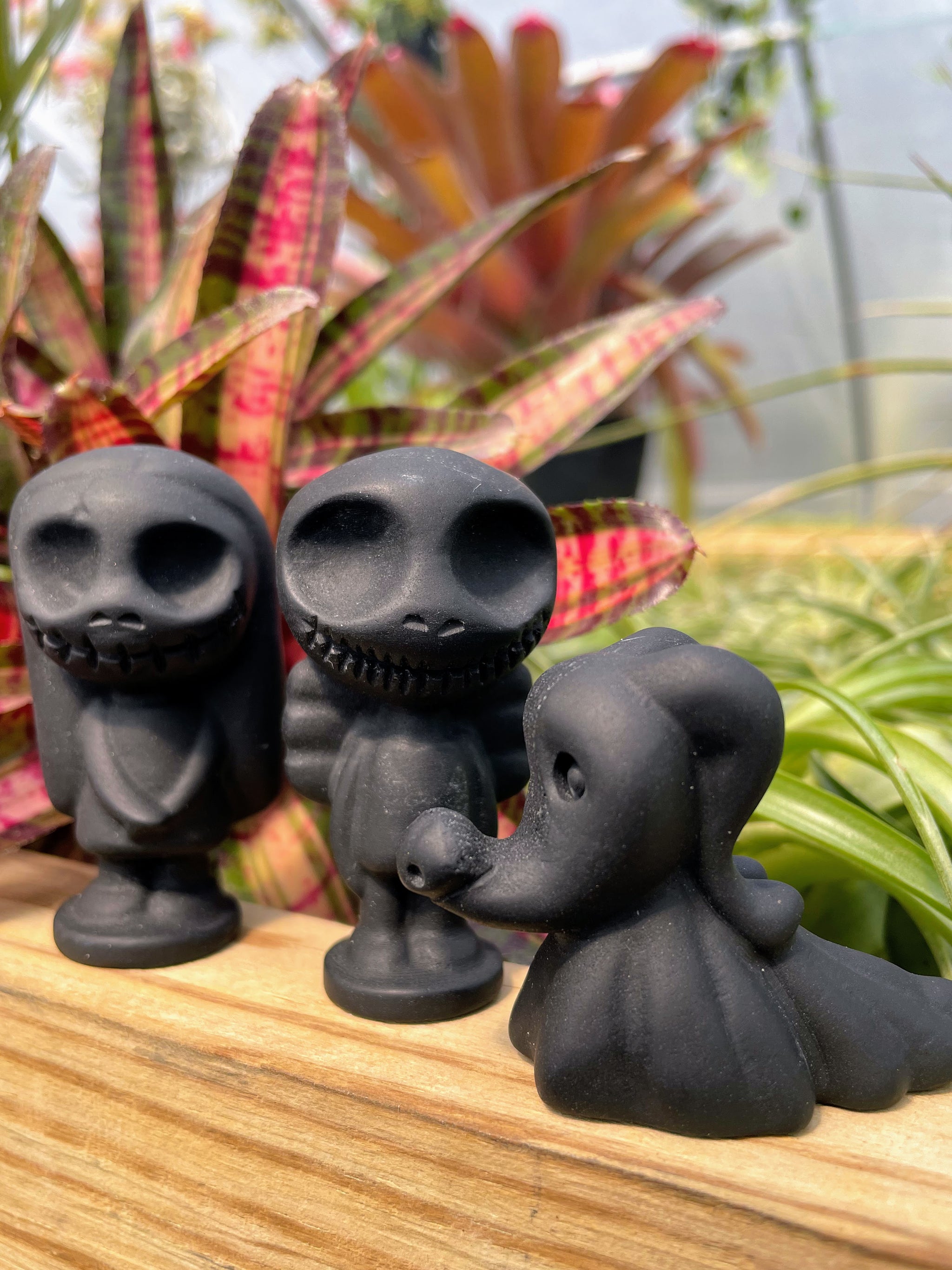 Black Obsidian Jack, Sally & Zero Crystal Carving