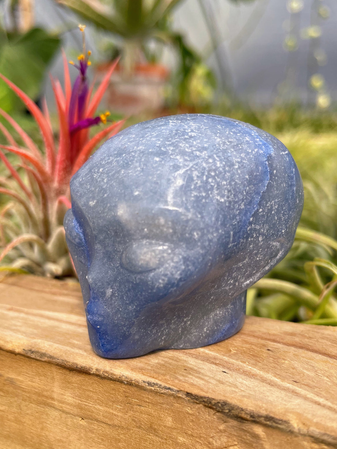 Blue Aventurine Alien Skull Carving
