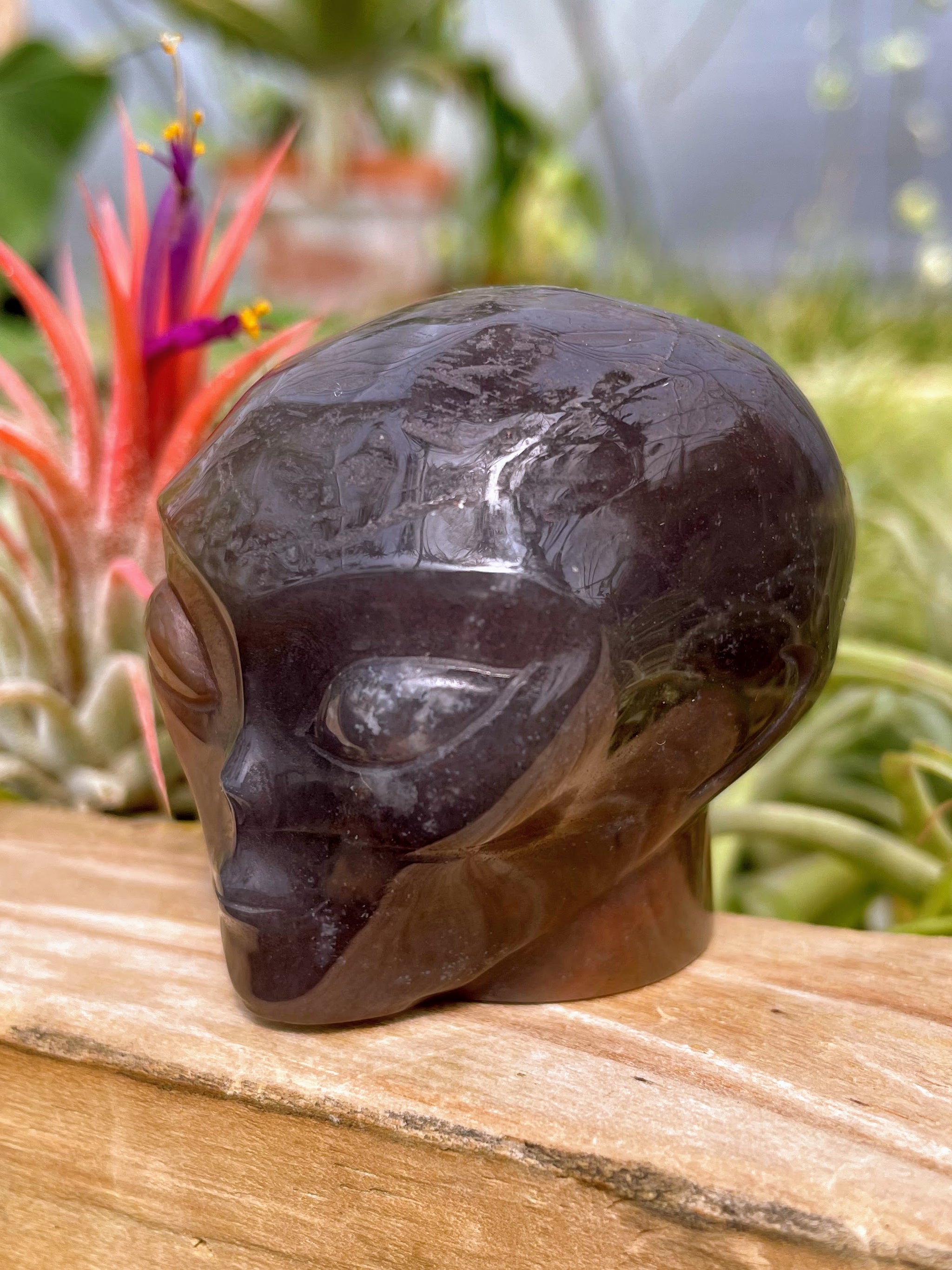 Ocean Jasper Alien Skull Carving