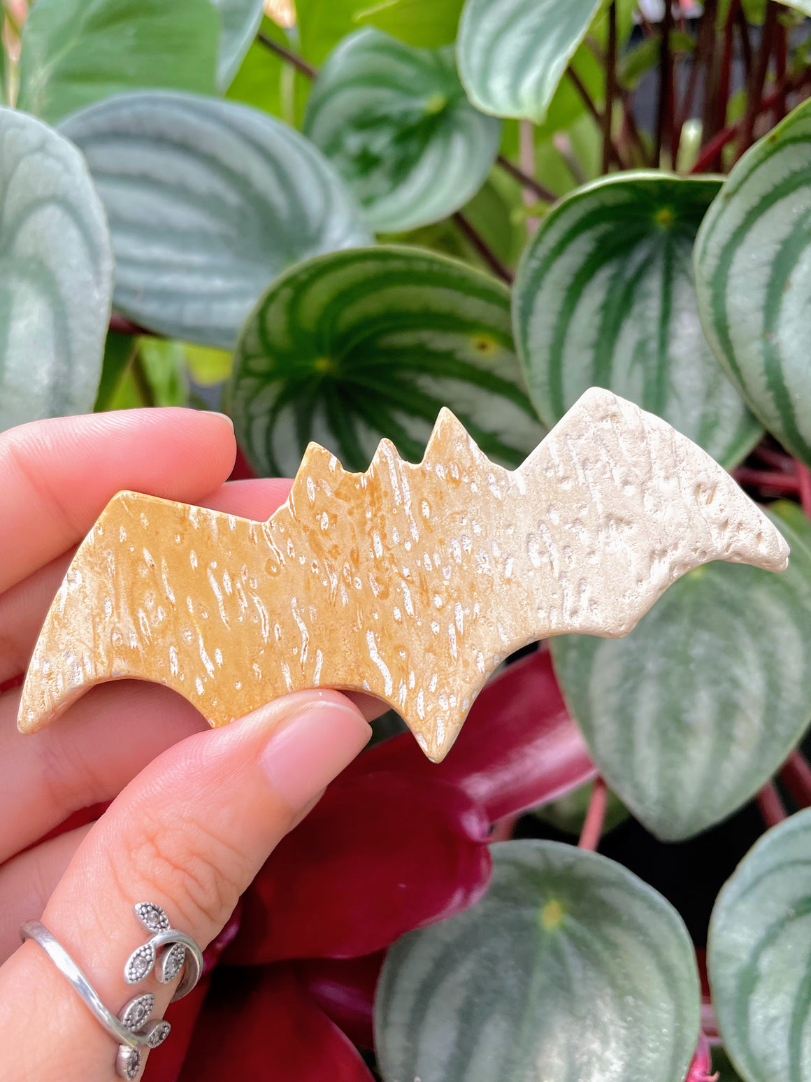 Palm Root Jasper Bat Crystal Carving