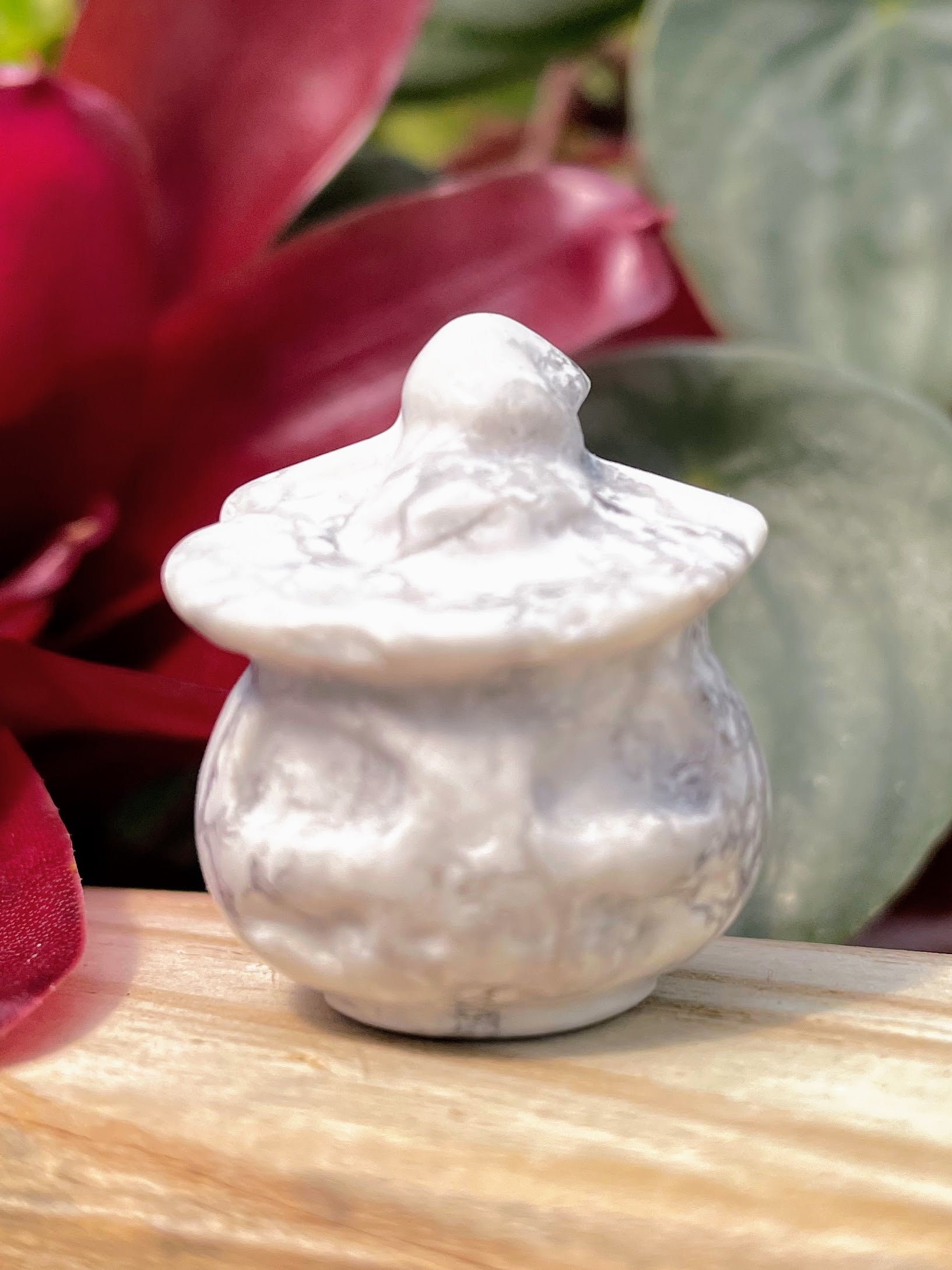 Howlite Jack-O'-Lantern Crystal Carving