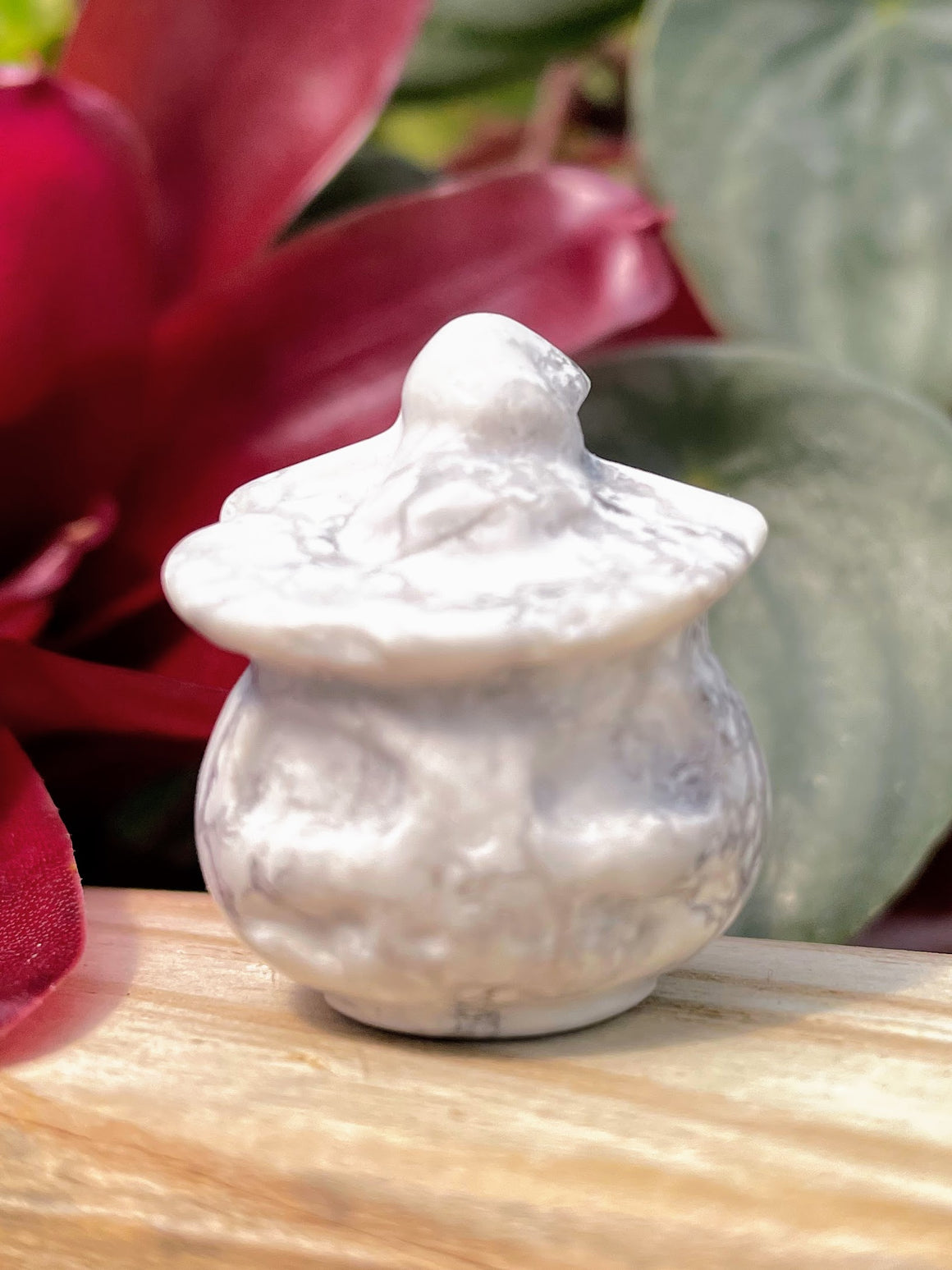 Howlite Jack-O'-Lantern Crystal Carving