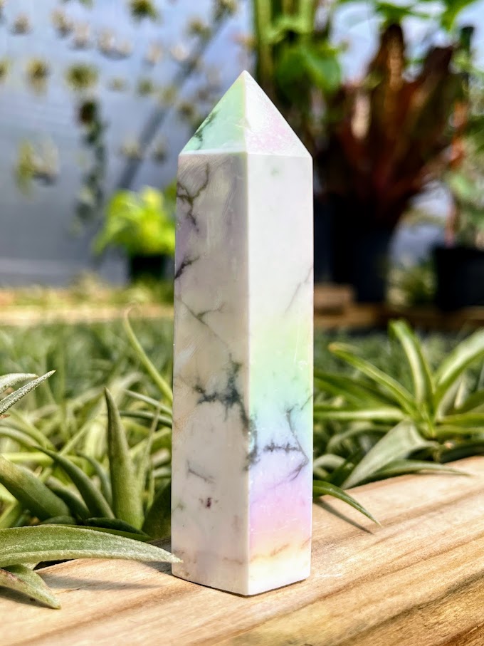 Aura Coated Howlite Crystal Point