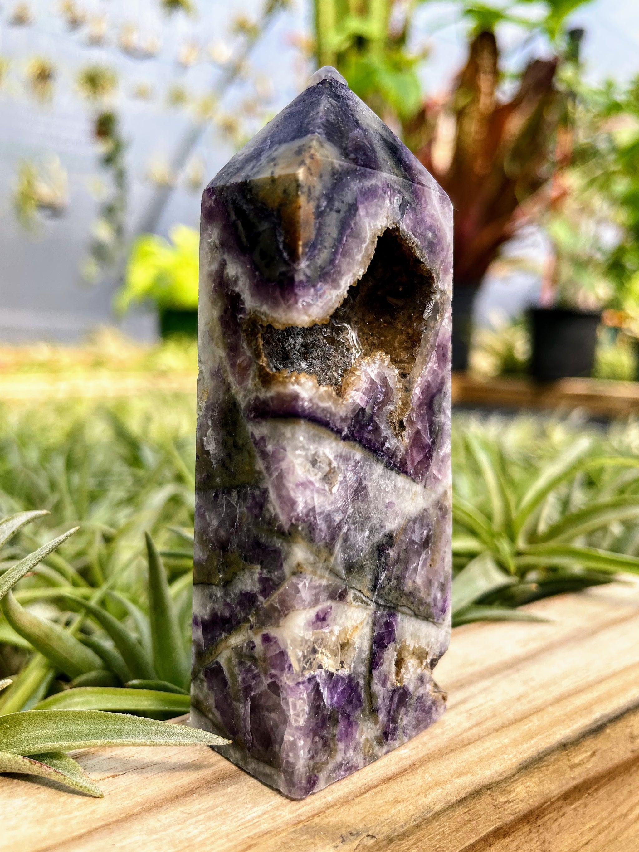 Purple Sphalerite w/ Druzy Crystal Point