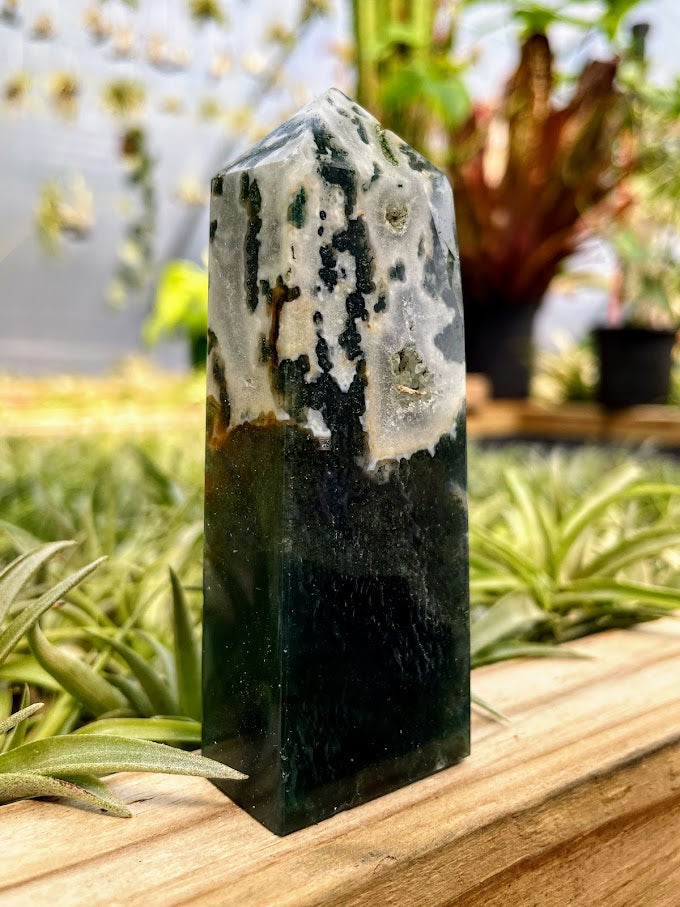 Moss Agate Crystal Point