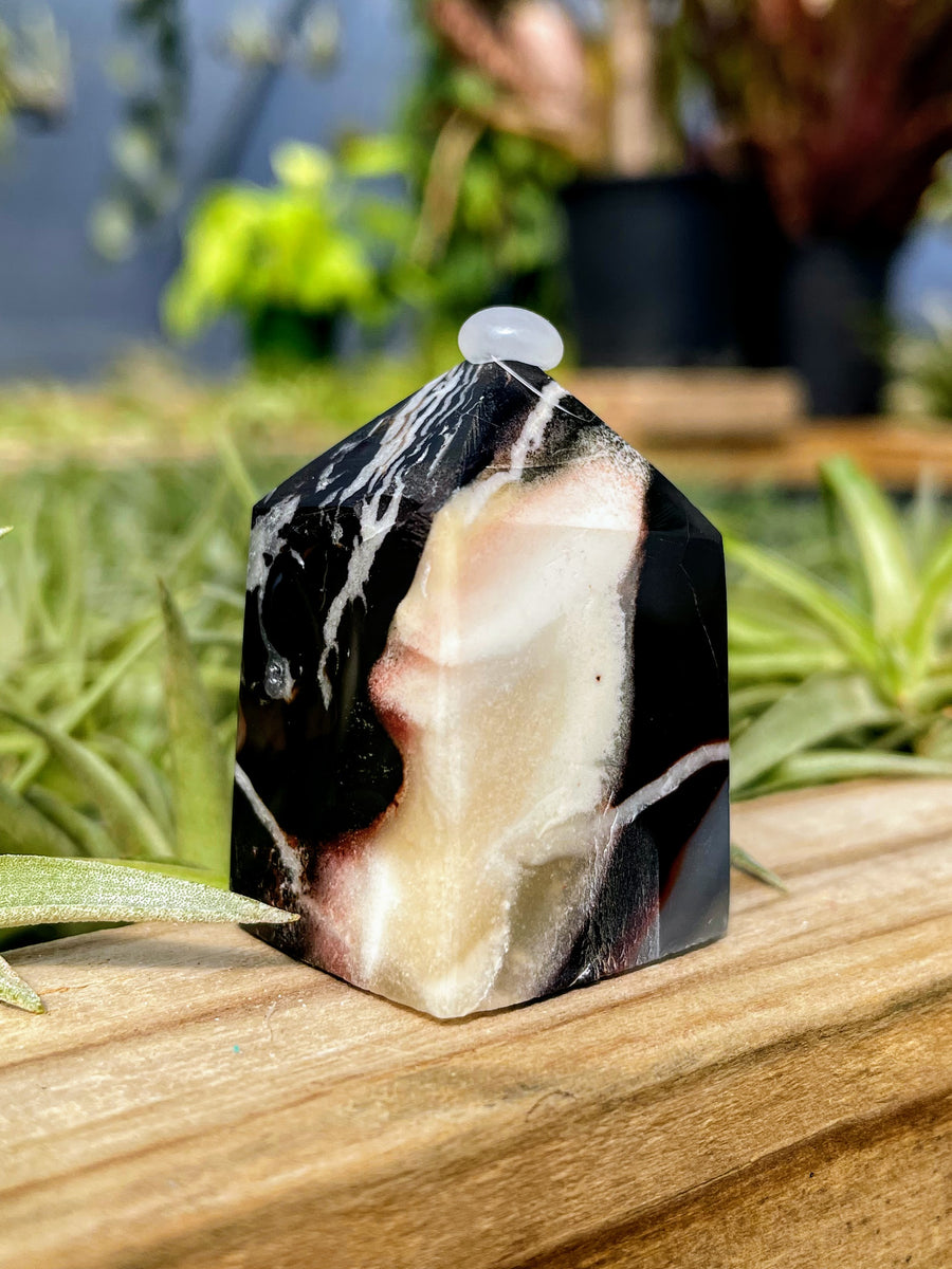 Druzy Black Agate Crystal Point