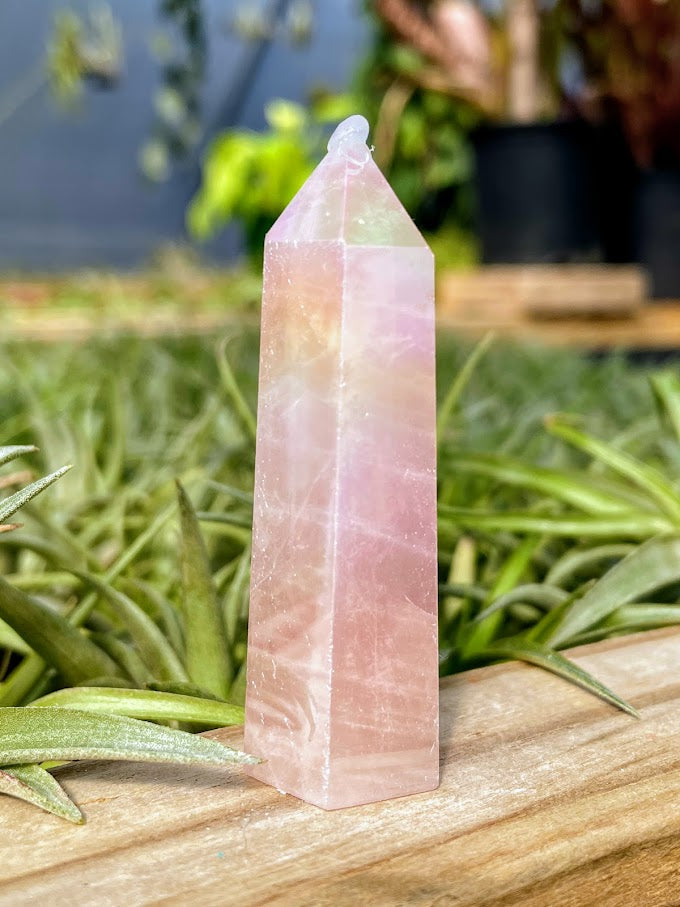 Aura Coated Rose Quartz Crystal Point