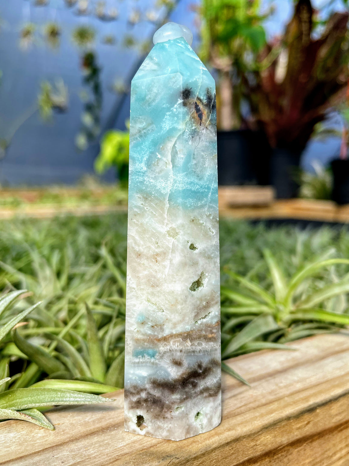 Amazonite w/ Smokey Quartz Crystal Point