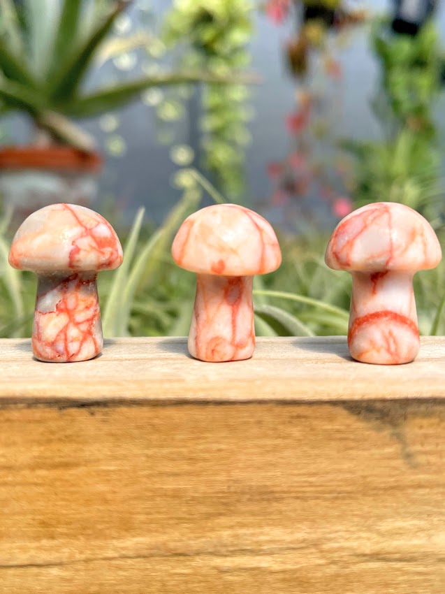 Mini Red Spider Web Jasper Crystal Mushroom