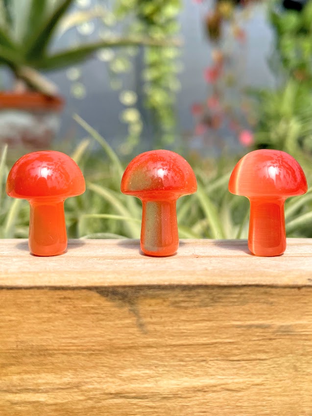 Mini Orange Cats Eye Crystal Mushroom