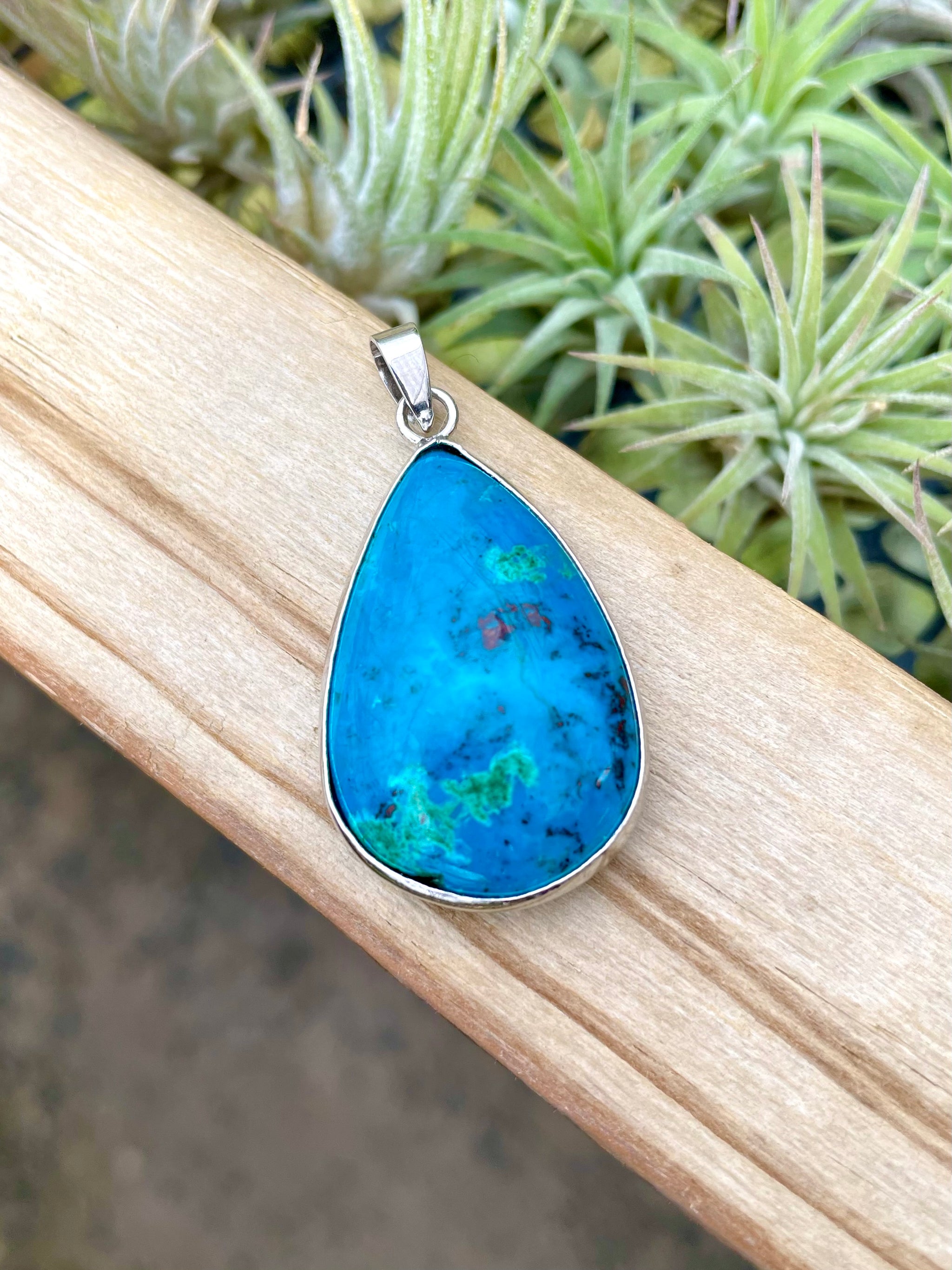 Malachite in Azurite Teardrop Pendant
