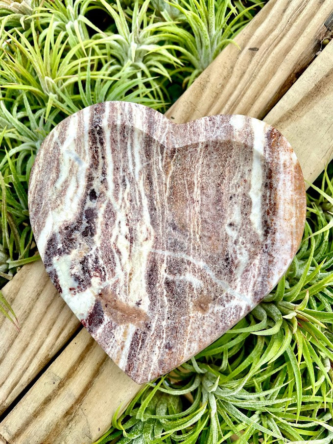 Chocolate Calcite Crystal Heart Bowl