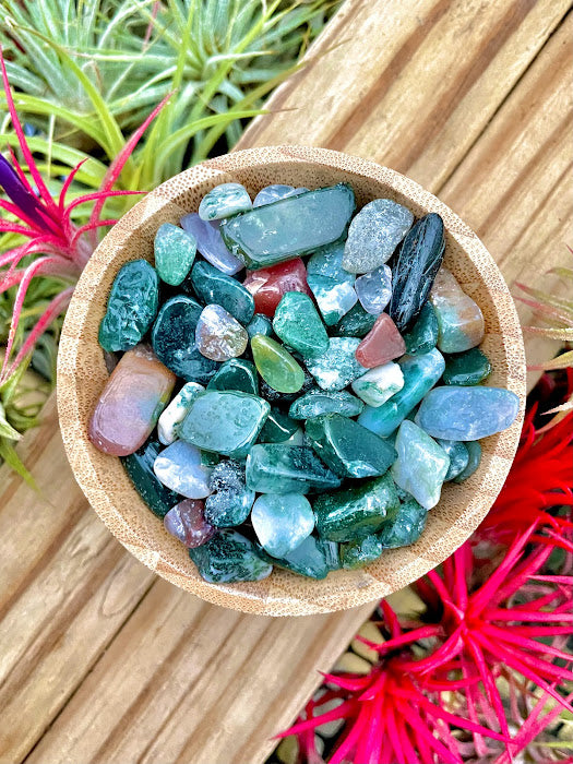 Moss Agate Crystal Chips 1/4 cup (3oz)