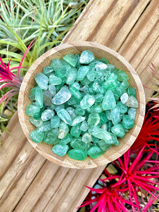 Green Strawberry Quartz Crystal Chips 1/4 cup (3oz)