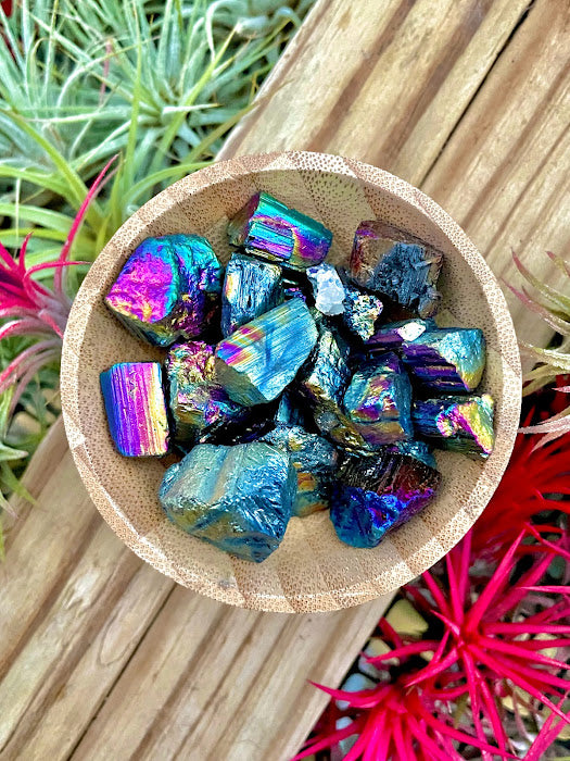 Rainbow Aura Tourmaline Crystal Chips 1/4 cup (3oz)