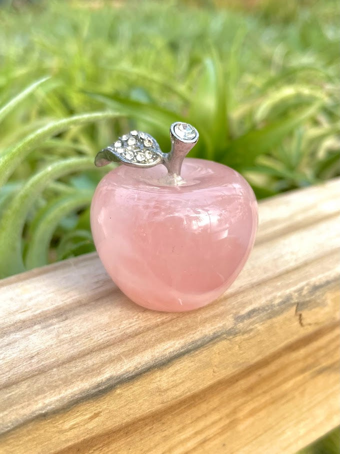 Rose Quartz Apple Carving